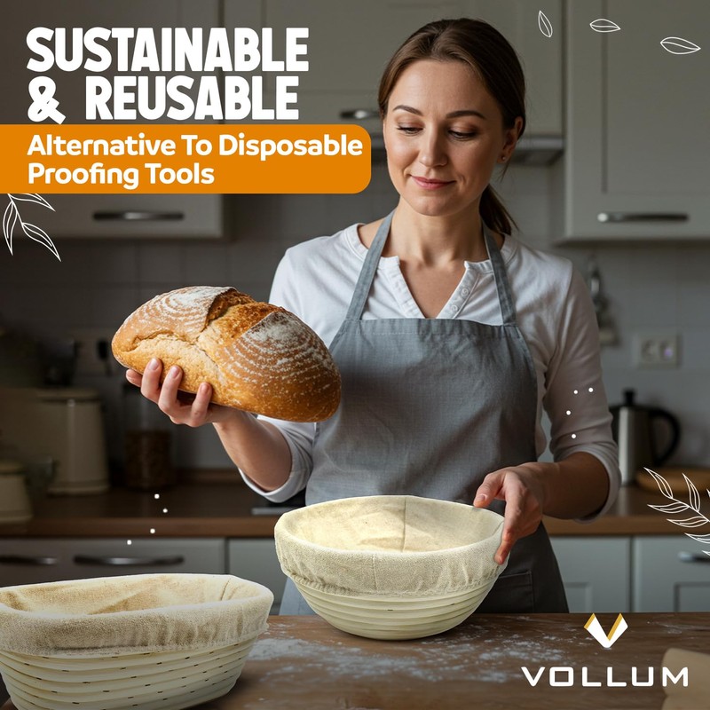 Vollum Banneton Bread Proofing Basket Sourdough Proofing Basket for Beginners