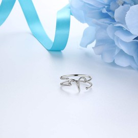 Adjustable Zodiac Aries Ring Silver 12 Constellation Double Band Finger Ring Horoscop Astrology Jewelry Women March April Birthday Gift Mothers Day Gift for Mom Granmda FR0002B