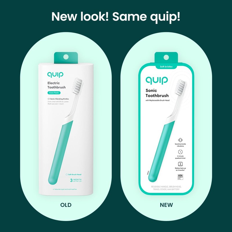 Quip Sonic Toothbrush for Adults - Timed Electric Toothbrush with