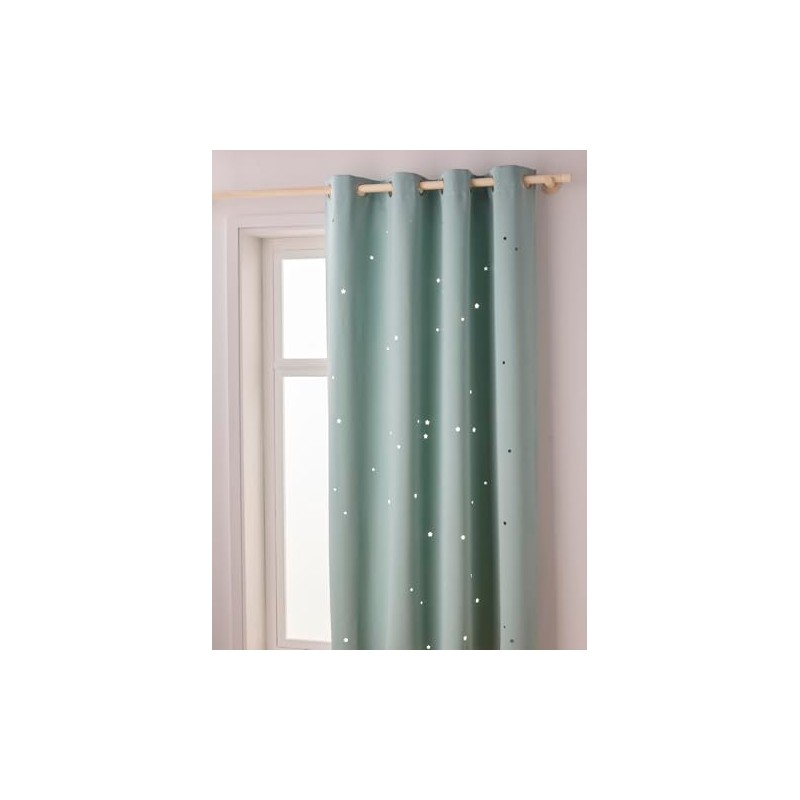 VERTBAUDET Blackout Curtain Green Stars 135 x 180 cm