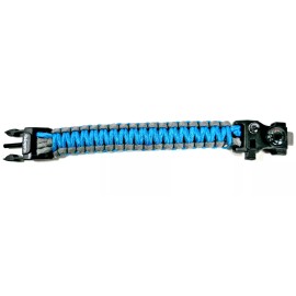 Heliospire Paracord Survival Bracelet - Compass, Temp, Fire, Whistle, Tools etc - Blue