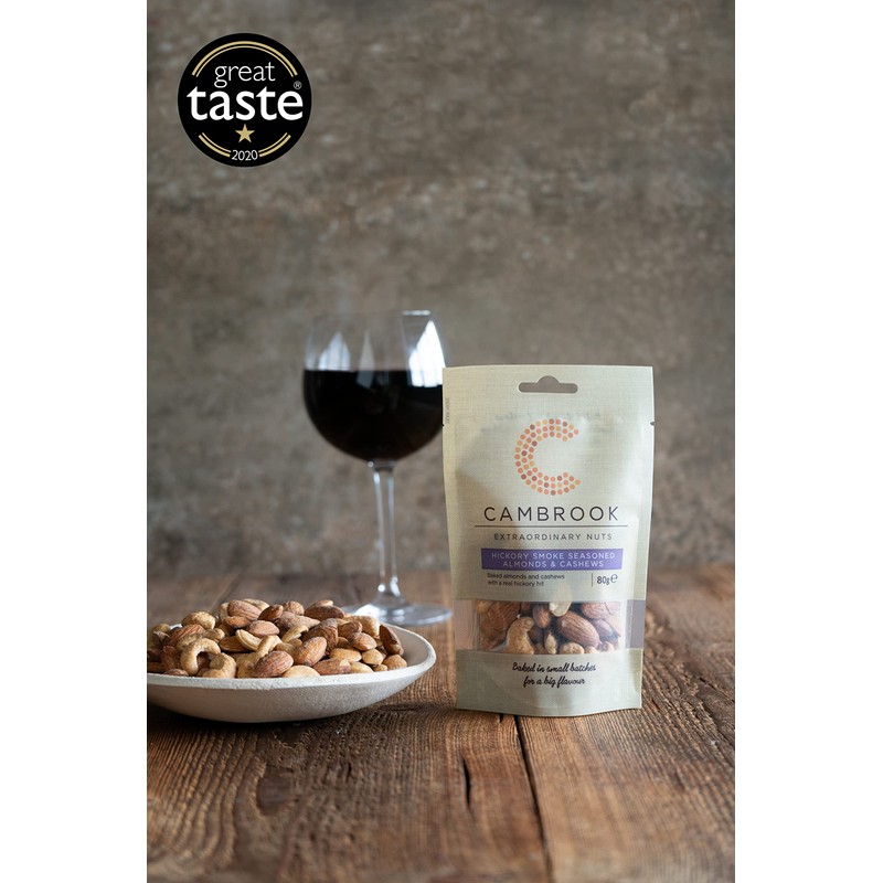 Cambrook - Hickory Smoke Seasoned Almonds & Cashews, 80g Bag