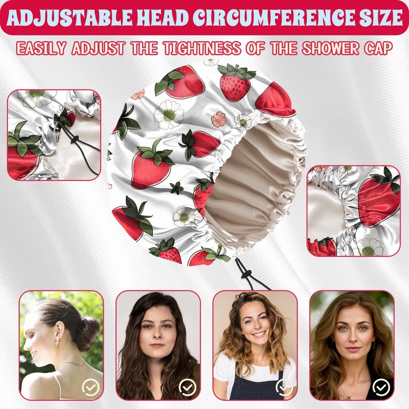 Luxury Shower Cap Satin Lined Reusable Waterproof Double Layer Elastic