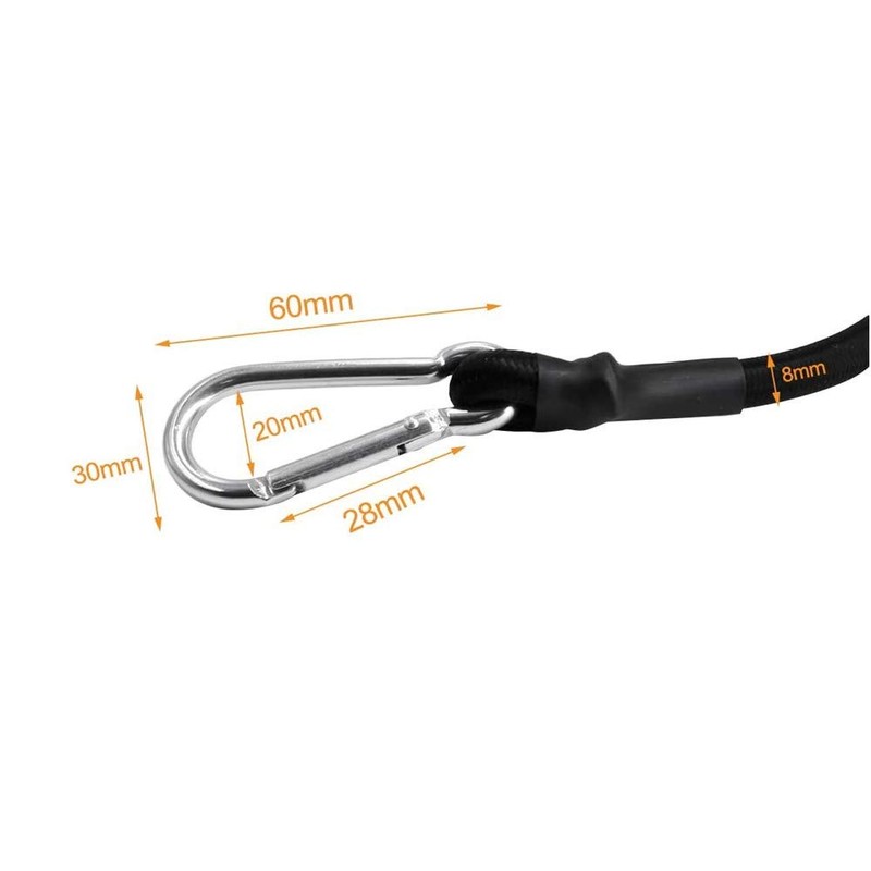 DRERIO 2m Bungee Cord with Carabiner Heavy Duty Bungee Straps