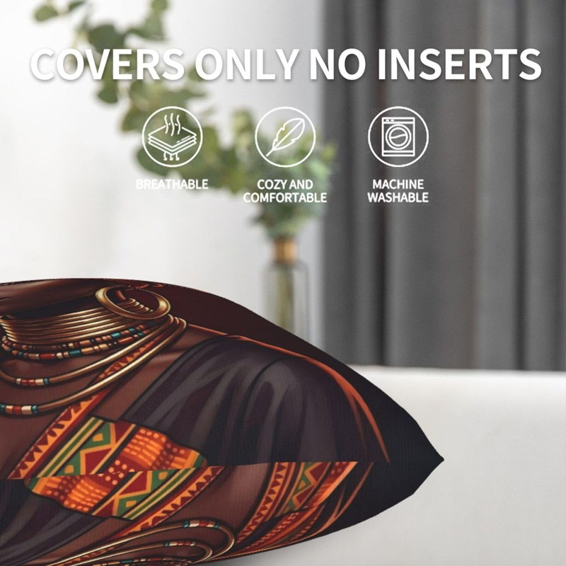 Abucaky Pillowcase Set of 2 African American Black Woman Throw
