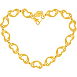 LIFETIME JEWELRY Flat Heart Link Anklet for Women 24k Gold Plated (11)