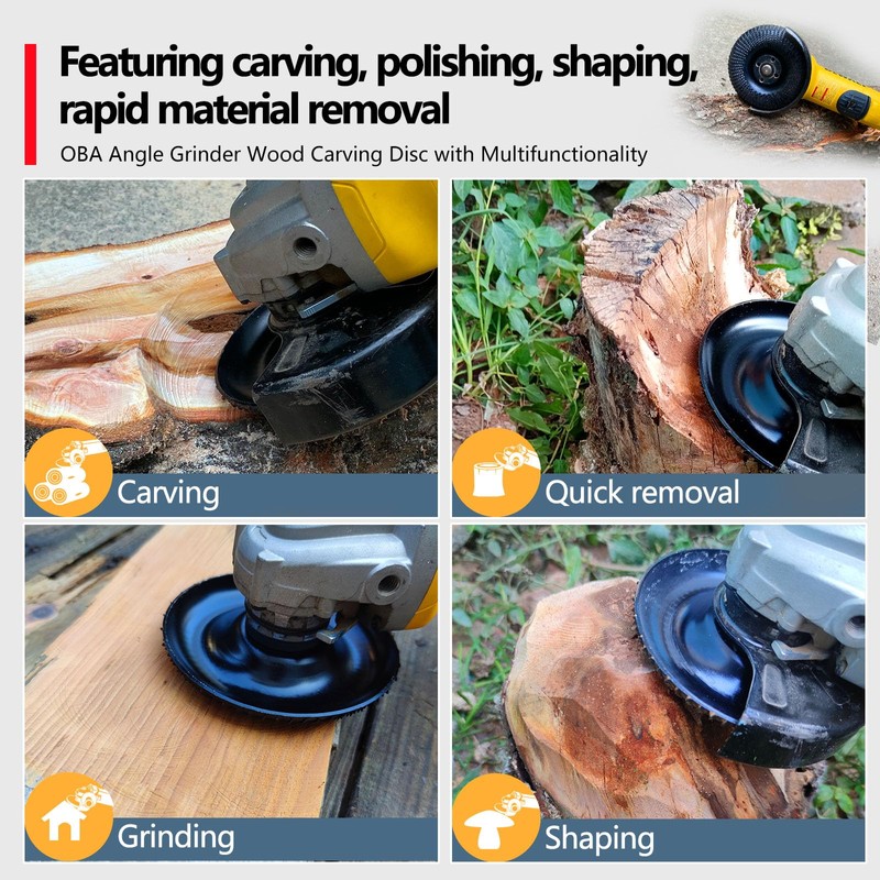 OBA Wood Carving Disc Set 3 PCS 4-1/2" Wood Grinding