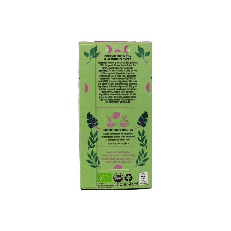 Hampstead Organic Jasmine Green 20 Teabags (Pack of 4 Total