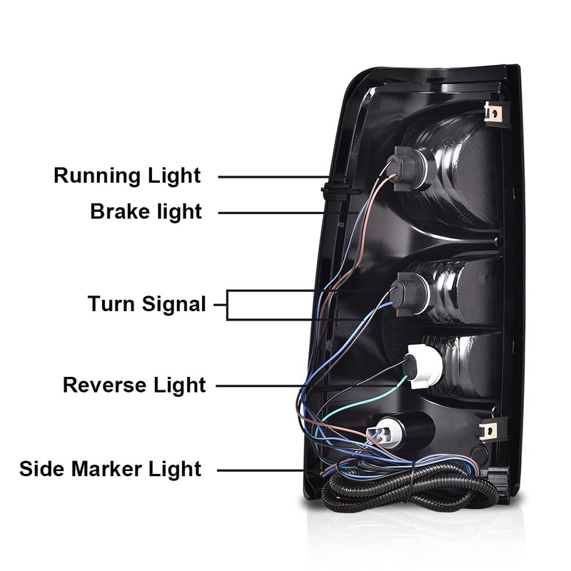 ALLGOOD Tail Lights Assembly w/Bulbs, Compatible with Chevy Silverado Pickup