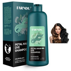 FARNDU Hair Dye 3-in-1 Shampoo Haircare, Cover Gray Hairs, 10 Mins Hair Coloring, Plant Extracts, Long Lasting, Mild, Moisture (400 mL):_Black Hair Dye Shampoo- 14.1 fl.oz (Green Bottle)