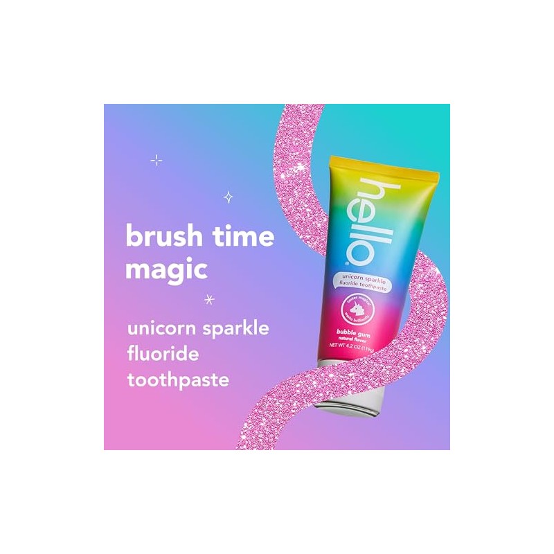 Hello Unicorn Sparkle Kids Toothpaste - Bubble Gum Flavor
