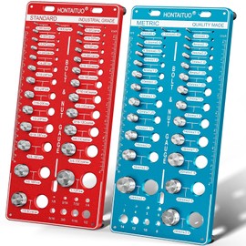 68 Nut and Bolt Thread Checker Standard and Metric,Bolt Size and Thread Gauge with 26 Standard & 26 Metric Bolt & 16 Drill Bit Gauge,Bolt Size Finder Bolt and Nut Identifier Gauge