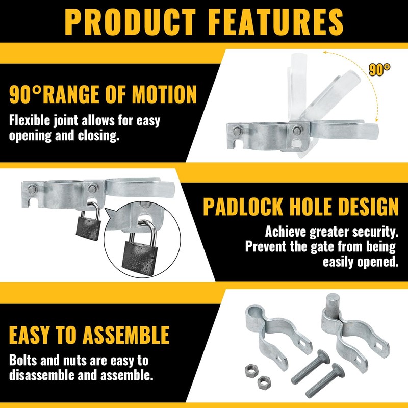 VIVIDA 1-3/8" Chain Link Gate Hinge Kit, Include Male &