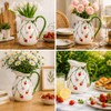 White Strawberry Pitcher Vase Ceramic Jug with Handle | Home