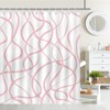 Avezano Grey Striped Shower Curtain Modern Abstract Wavy Grey Bathroom