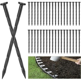 100Pack Plastic Landscape Edging Spikes, 8 Inch Spiral Landscape Anchoring Spikes，Landscape Spikes for Garden Lawn Yard, Paver Edging, Weed Barrier, Artificial Turf & More