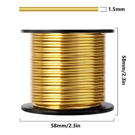Aluminum Craft Wire, 75 Feet 1.5mm/ 16 Gauge Gold Soft Metal Aluminum Wire Bendable Sculpting Aluminum Wire Roll Bulk for DIY Crafts Jewelry Making