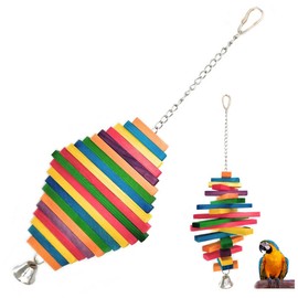 Bellarino Hanging Bird Toy, Natural Wood, Parrot, Bird Toy, Parakeet, Perch, Wooden, Colorful