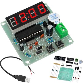 DAOKAI 4 Bits Digital Electronic Clock DIY Kits MCU digital clock PCB Soldering Practice Board Clock Parts Components for Curriculum Practice Welding Practice