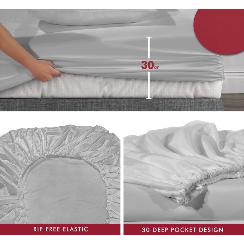 Microfibre Fitted Sheet 30cm Deep Pocket Bed Sheet Soft Brushed