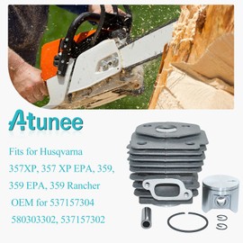 Atunee 47mm Cylinder Piston Gaskets Kit for Husqvarna 357XP 359 Rancher EPA 357 XP Compatible with Jonsered CS2156 CS2159 Chainsaw with Needle Bearing Fuel Filter Spark Plug 537157302 537157304