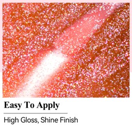 Bevimee Glitter Nail Polish Quick Dry, Hot Pink Shimmer Holographic Fingernail Polish Long Lasting Nails Iridescent Reflective Nail Lacquer Sparkle Color Nail Art for Beginner 12ML