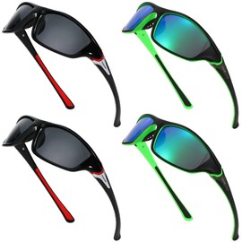 4 Pairs Men Polarized Sunglasses with UV Protection Driving Glasses Sports for Sport Outdoor Activities(Cute Colors)