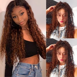 Leruikair 4X1 Lace Frontal Wig 30# Jerry Curly Wave Wigs Human Hair 200% Density Wave Wigs Human Hair Pre Plucked For Black Women