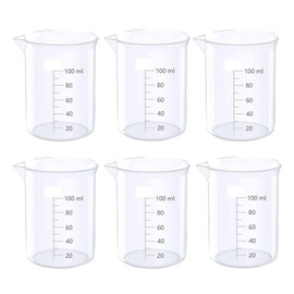 8Pcs 3.4 Oz Transparent Lab Measuring Cup 100ml Liquid Measuring Plastic Graduated Beaker Transparent for Lab Kitchen liquids (8pcs-100ml/3.4oz)
