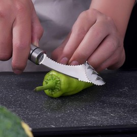 2-en-1 Jalapeño Descorazonador de Pimientos Acero Inoxidable Descorazonador de Pimientos Herramientas de Extracción de Núcleo de Frutas Y Verduras con Rebanada Dentada Eliminación Fácil de Semillas de