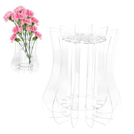 Puzzle Flower Vase, Acrylic Transparent Bouquet Building Set Creative Display Stand Holder for Flowers Roses Sunflower Botanical Daffodils Lotus Tulips (Style A)