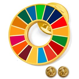 SDGs Badge, 0.8 inch (20 mm) Diameter, Smaller, Gold Cloisonne, 1 Piece, SDGs Batch, Pin Batch, SDGs, Hat, Cute, Includes 3 Fasteners