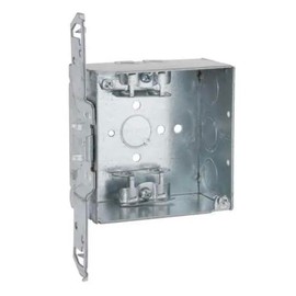 4 inch Square Electrical Box, 2-1/8-inch Deep, with AC/MC/BX/Flex Clamps, Side Bracket, Knockouts, 2 Hour Fire Rated (1)
