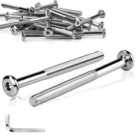 TXXATX Flat Head Screws M6 x 120 mm Furniture Screws M6 Screws Pack of 20 Pan Head Screws Hexagon Socket Cylinder Screws Galvanised Steel with Hex Key for Beds Cots Chairs Motor Vehicles