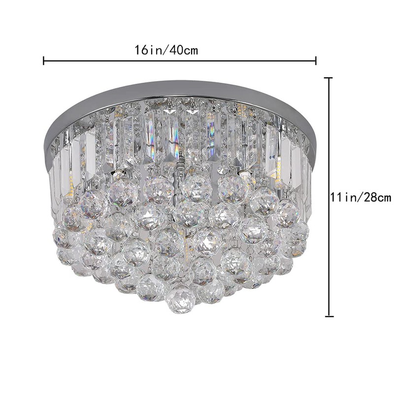 Gopmmy Modern K9 Crystal Raindrop Chandelier Lighting, Flush Mount G9