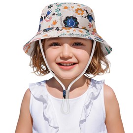 Durio Unisex Sun Hat Baby UV Protection 50 Fishing Hat Children SmileyWorld Baby Hat Adjustable Summer Hat for Girls Boys, beige, 6-12 months