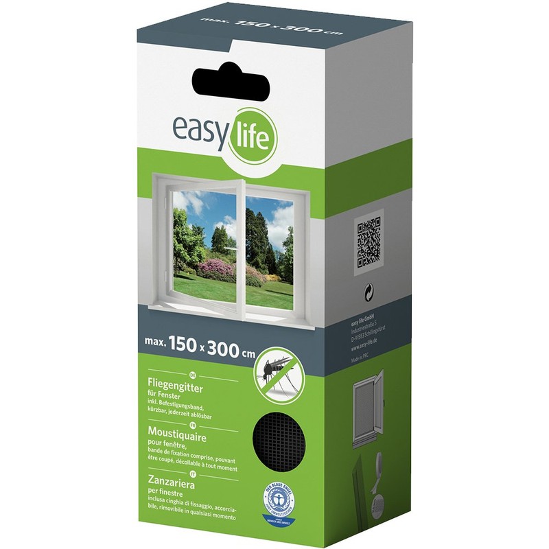 Easy Life Fenster-Insekten-/Fliegengitter, 300 x 150 cm, Insektenschutz, kürzbar