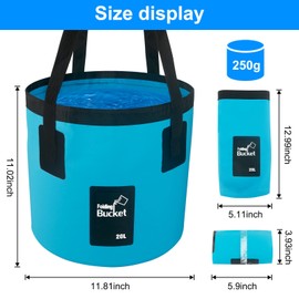 5 Gallon Collapsible Bucket with Handle, Car Wash Bucket Foldable Water Storage Container for Camping Fishing Beach Gardening, Portable Laundry Wash Basin for RV Cleaning Supplies Swamp Emergency Prep