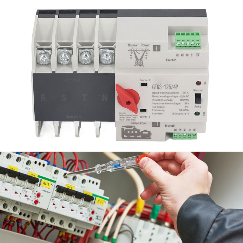 4P Automatic Transfer Switch 35mm Rail Mount Dual Power Generator