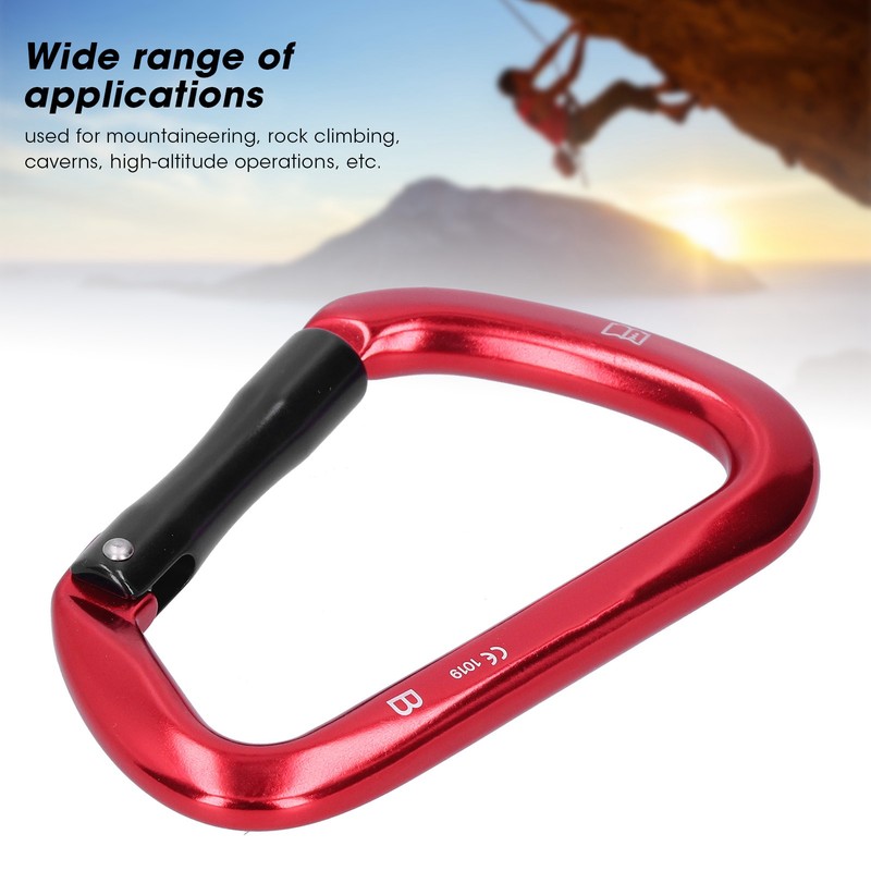 D shape Carabiner Climbing Buckle 25KN Lateral Tension Straight Opening