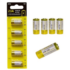 12V 23A Alkaline Battery，A23 Battery，5 Pack - Long Lasting Power for Garage Door Openers, Doorbells & Car Alarms