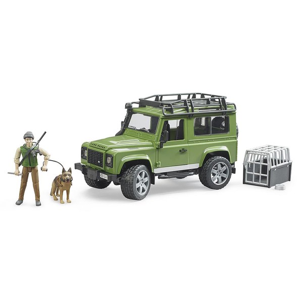 Bruder 02587 Land Rover Defender w Forester and Dog