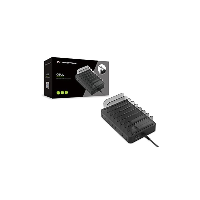 Conceptronic OZUL02B Charger 8-Port / 75W / 2x USB-C PD