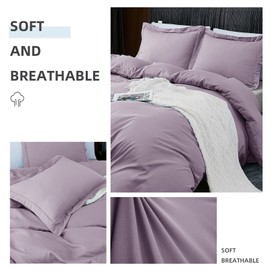 BBANGD California King Duvet Covers - Ultra Soft and Breathable Bedding Comforter Sets Washed Microfiber 3 Pieces with Zipper Closure Duvet Cover and 2 Pillow Shams (Lavender Purple)