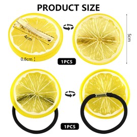 AYESY Lemon Hair Clips, 2 Pieces Simulation Lemon Hairpin Cute Fruit Hairpin Headband Orange Hair Accessories for Girls Toddlers Everyday Wear Styling and Decorating (Yellow)