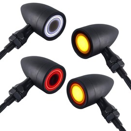 BOSYCY - Luces LED delanteras traseras para motocicleta, 4 unidades, 40 ledes, retroceso, luces de freno de marcha retro, ajuste universal, Harley Dyna Chopper Bobber Suzuki Yamaha Honda, color negro