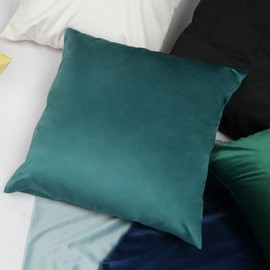 Betadistor New Year/Christmas Decorations Velvet Soft Decorative Square Throw Pillow Cover Cushion Covers Pillowcase, Home Decor for Party/Xmas 18x18 Inch/45x45 cm, Dark Green, Set of 2, 516-0341