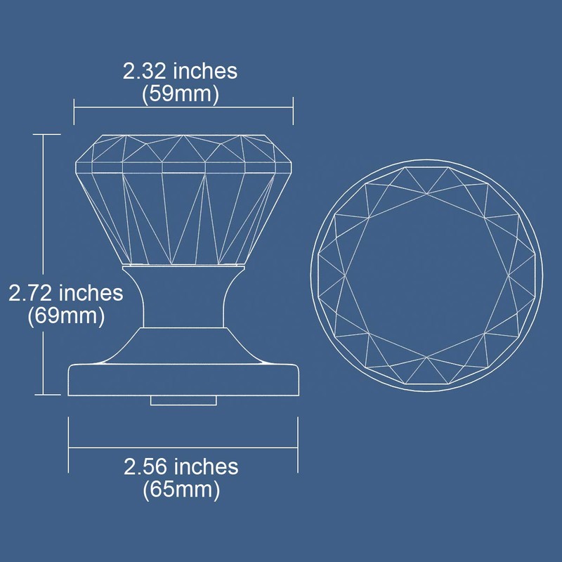 Privacy Diamond Round Brilliant Crystal Door Knobs Polished Chrome Round
