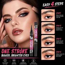 YARDPOEM 2PCS Black Liquid Eyeliner Pen | Waterproof Smudge Proof Eyeliner Set | Quick Dry High PigmentEyeliner For Precise Eye Makeup