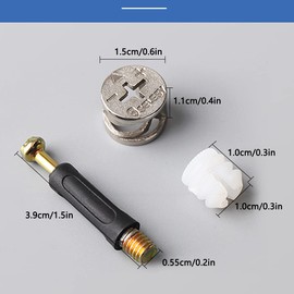 WYAN 4PCS Three-in-one Furniture Connection kit, 10PCS Eccentric cam Lock, Furniture Hardware Fixing Screw Set are Used for The Assembly of Furniture, Wardrobe, Drawer, Table and Cabinet.
